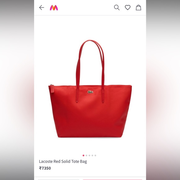 Lacoste Red Solid Tote Bag - Picture 15 of 16